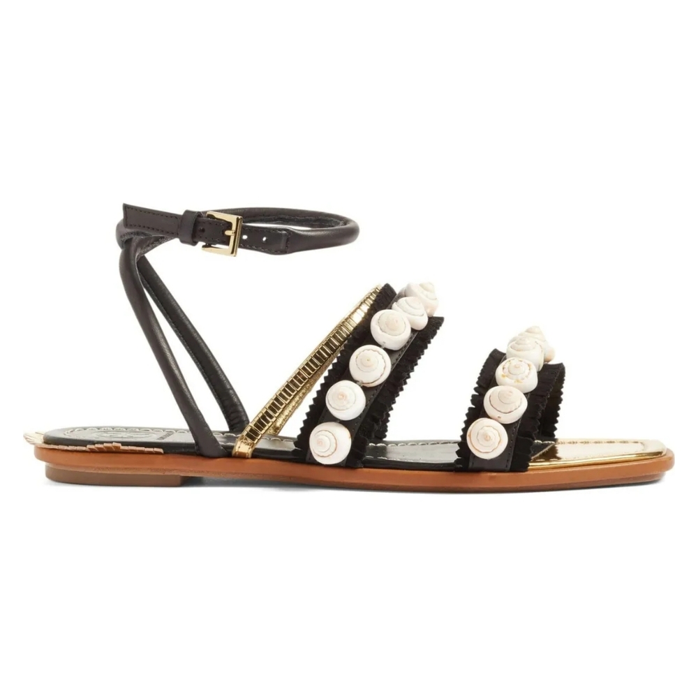 Tory Burch Sinclair Seashell Ankle Wrap Leather S… - image 2